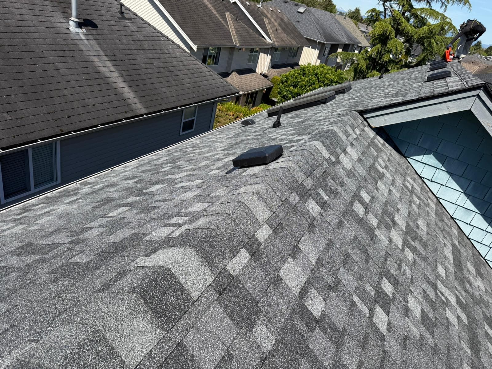 Freshly installed IKO Dynasty Summit Grey Shingles