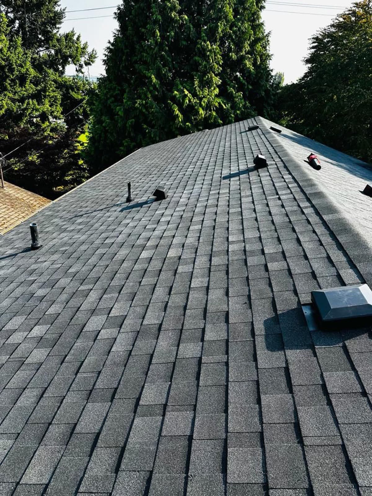 Dark charcoal shingles, completed